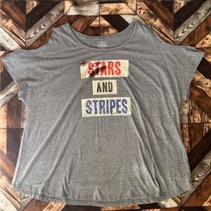 Lane Bryant Heather Gray Short Sleeve Logo Tee